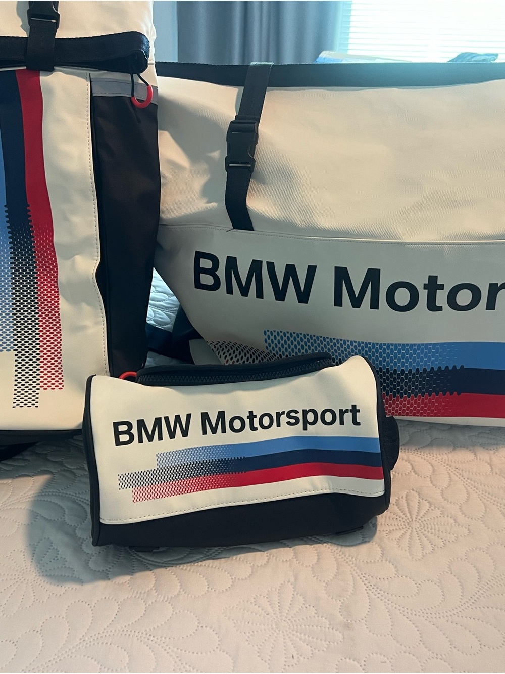 BMW Motorsport White Black Blue Red Travel Pouch Set